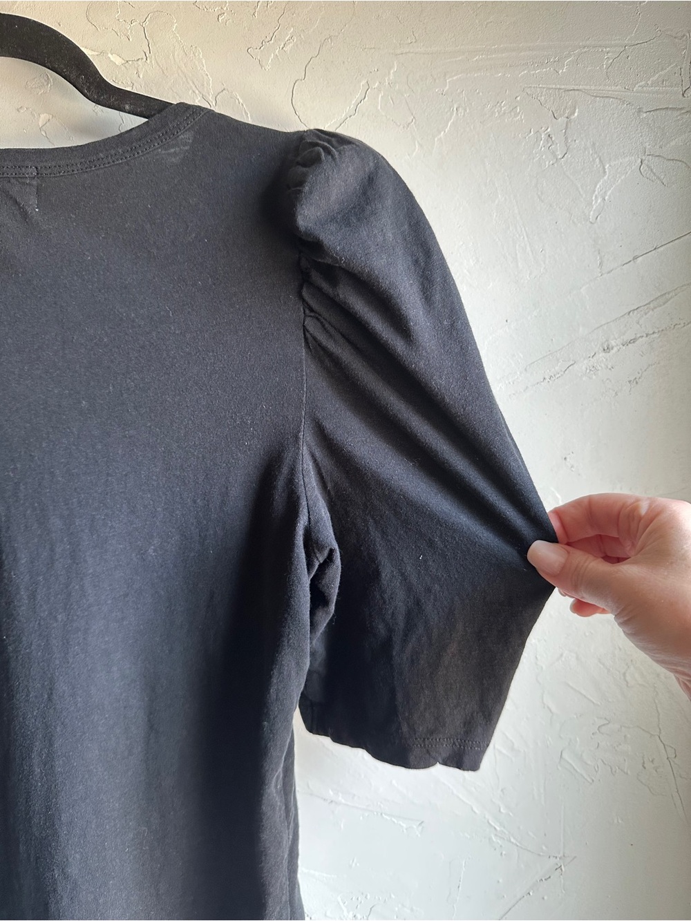 Nation LTD Black Pima Cotton Puff Sleeve Tee Minimalist Elevated Basic M - Picture 7 of 9